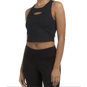 Spyder Active Shelf Bra Cropped Racerback Tank Top Black Size M